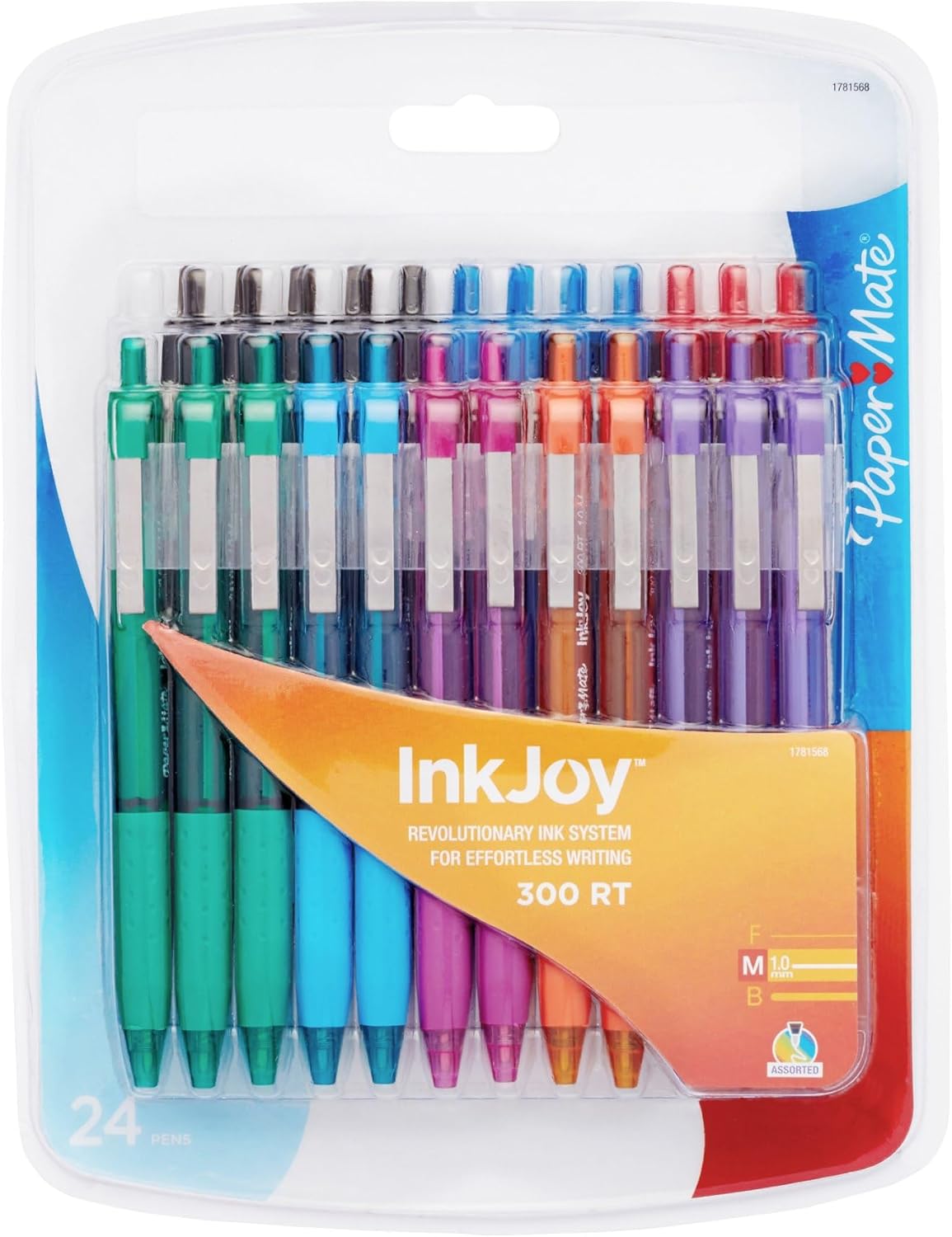 Paper Mate InkJoy 300RT Retractable Ballpoint Pen, Medium Point, Assorted Colors, 24-Count