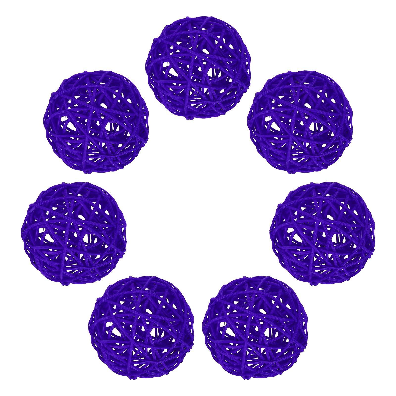 sourcing map 7Pcs Purple Wicker Rattan Balls for Bowl Centerpiece 2.75 Inch Dia Rattan Wicker Twig Orbs Spheres Decorative Balls for Vase Home Dining Table Wedding Decor