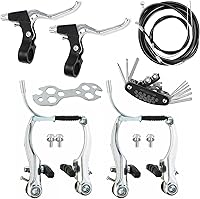 Vista 1 de Juego completo de frenos de bicicleta, freno de bicicleta delantero y trasero universal, juego de frenos de bicicleta tipo V, kit de palanca