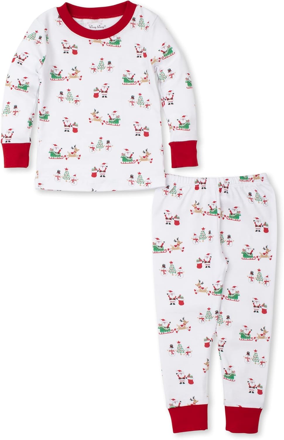 Kissy Kissy Neutral Baby Infant Jingle All The Way Print Long Pajamas Set