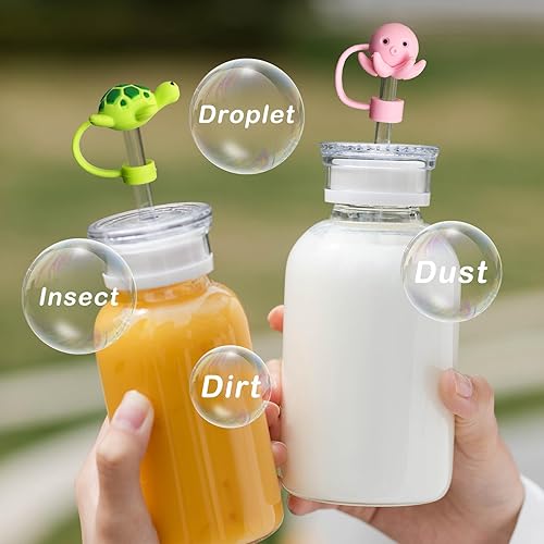 Miniatura 3 de 6 tapas de paja para copa Stanley, cubierta de paja de silicona de animales marinos para vaso Stanley de 30 y 40 onzas con asa, tapas de puntas