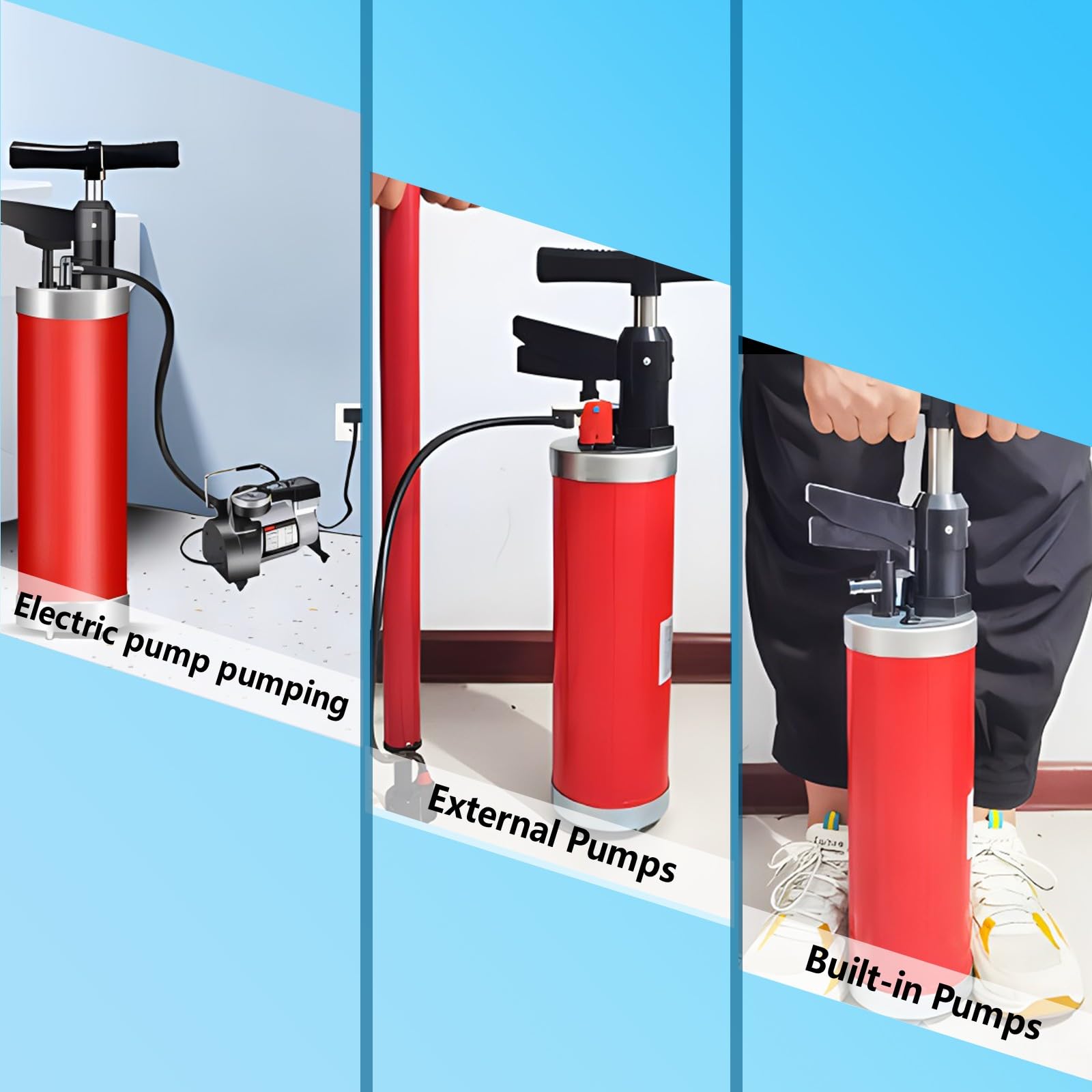 Desatascador Tuberias a Presión de Alta, Tuberías de Aire Comprimido de Alta Presión con Barómetro, para Desatascar del Inodoro, Lavabo, Bañera, Piso