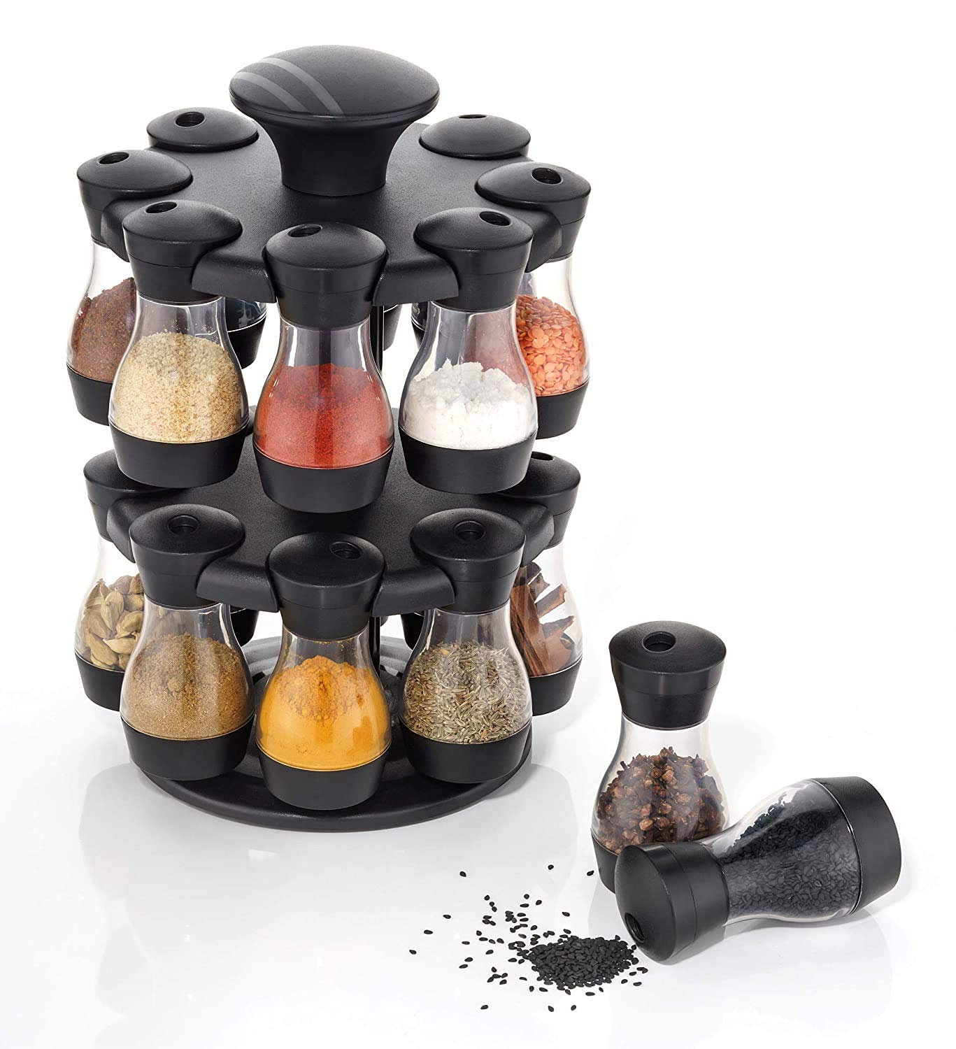 YS Yatri Sons Condiment Set Spice Rack - Premium Multipurpose Revolving Plastic Spice Rack Masala Organiser - 16 Pcs Set
