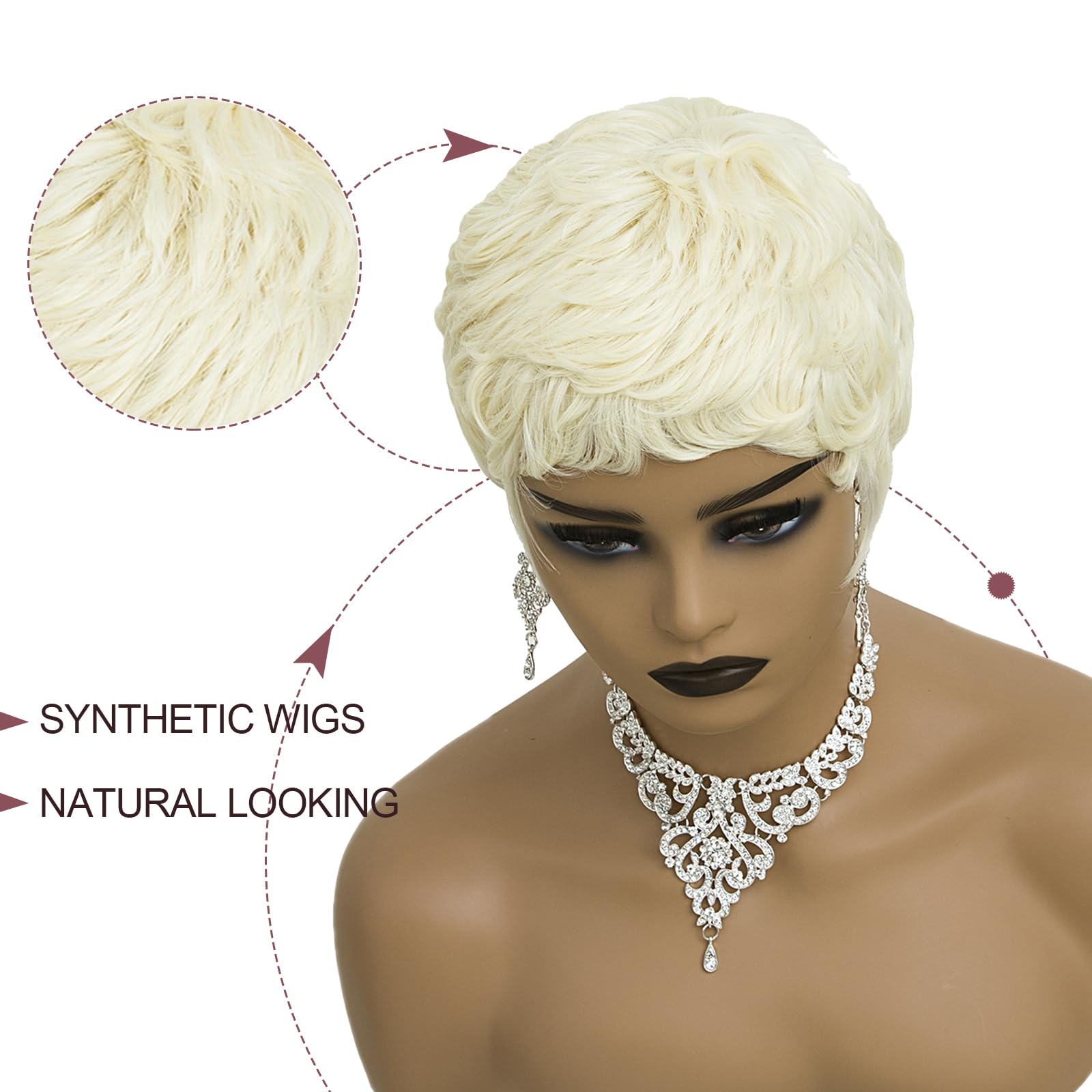 Short Blonde Pixie Cut Wig for Black Women, Layered Bangs, Synthetic Heat Amazon.com : BOBCOO Short Wigs With Bangs Wigs For Black  main image 4