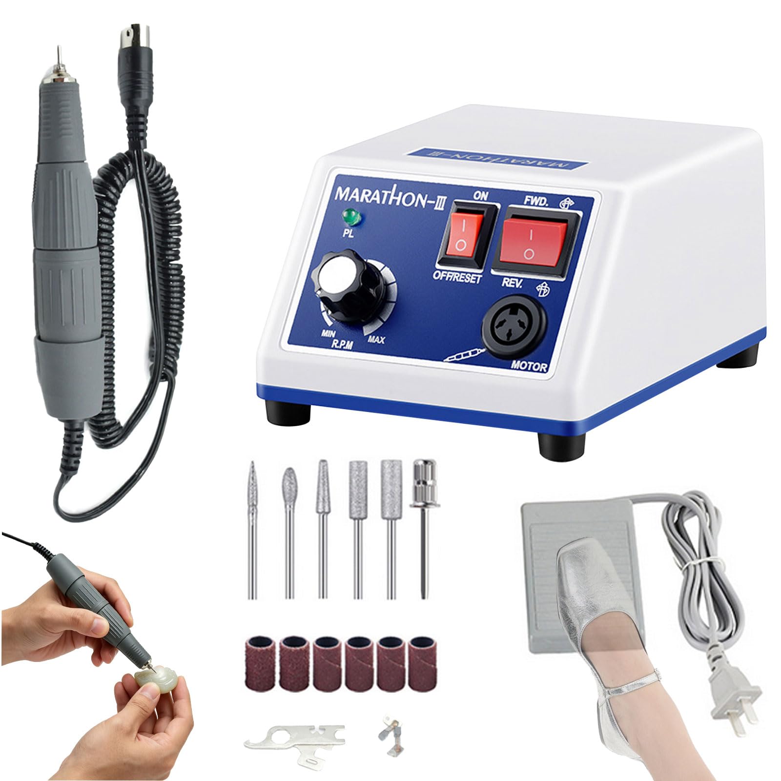Clickovia Micromotor Polishing, Lab Jewelry Polishing Machine, 65W 220V Electric Micromotor Machine 35000rpm, Electric Grinding Machine Used for Lab Jewelry Ceramics Silicone Glasswork