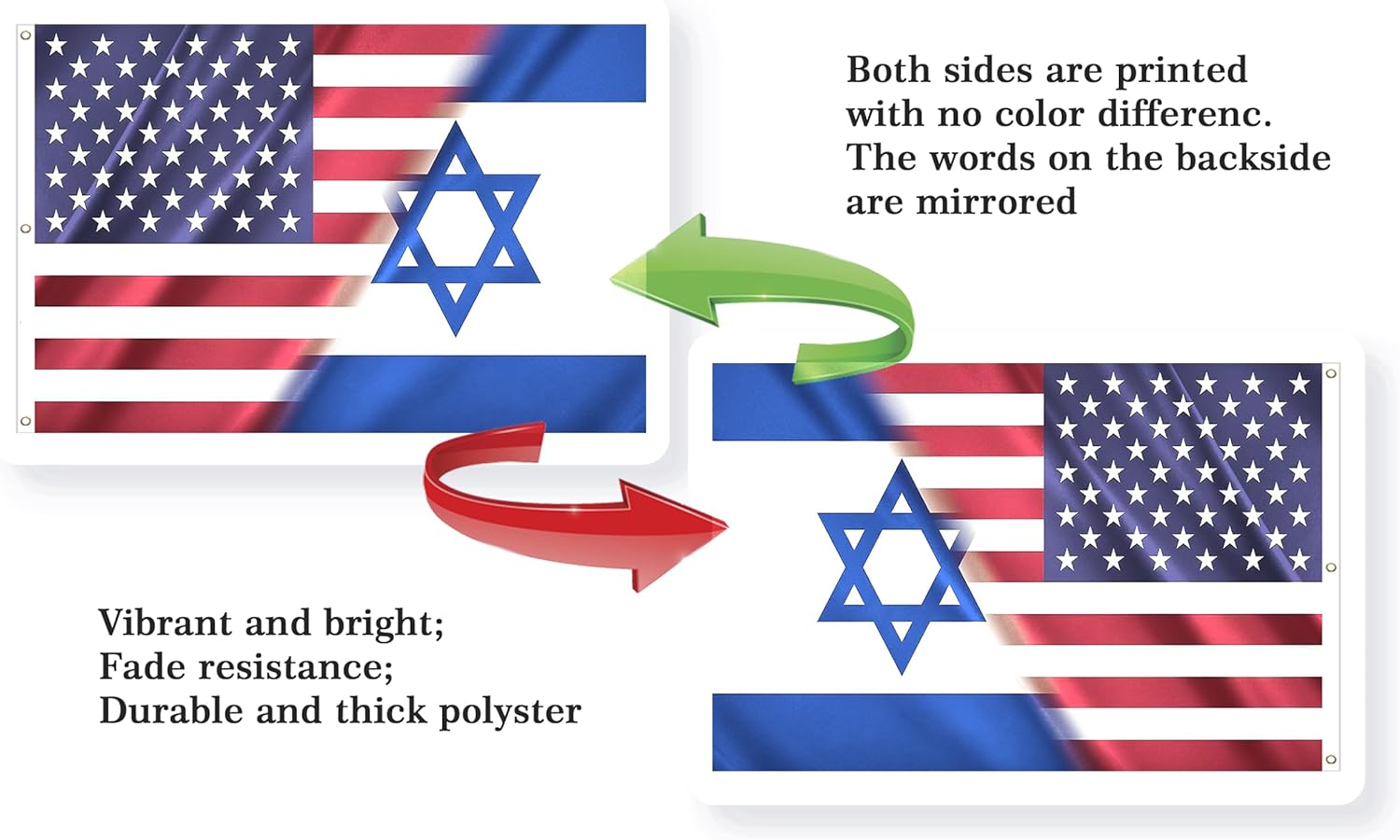 Extra Large America Israel Friendship Flag 6x10FT Giant USA Israeli Flag Printed 100D Polyester With 3 Grommets For Festival Events Parades Party Decor
