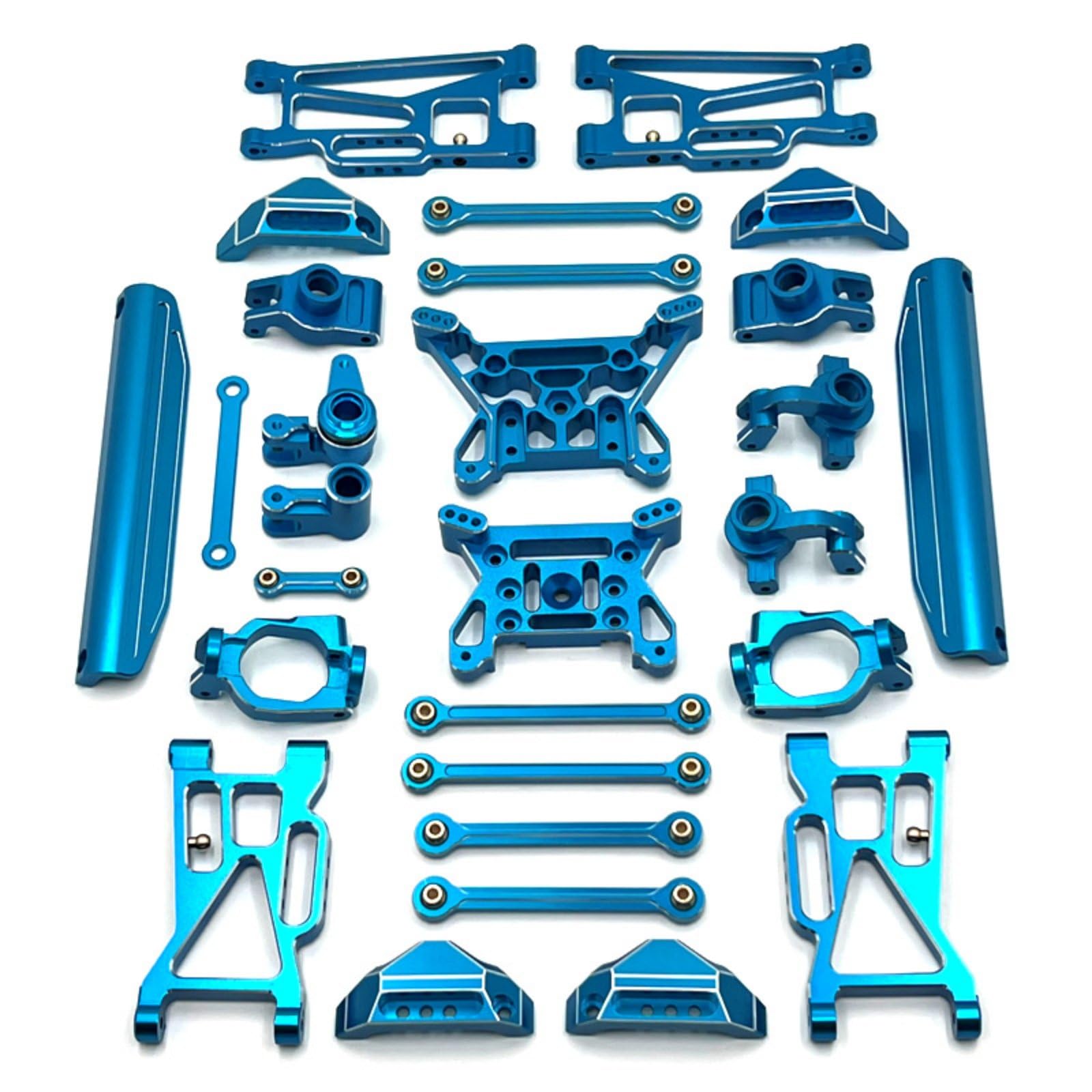 harayaa Voiture Électrique Kit de Renforcement RC Châssis Métal Aluminium 6061 Tolérances Précises Mouvement Fluide Contrôle Amélioré pour Modèle 1/10 10208, Bleu Ciel