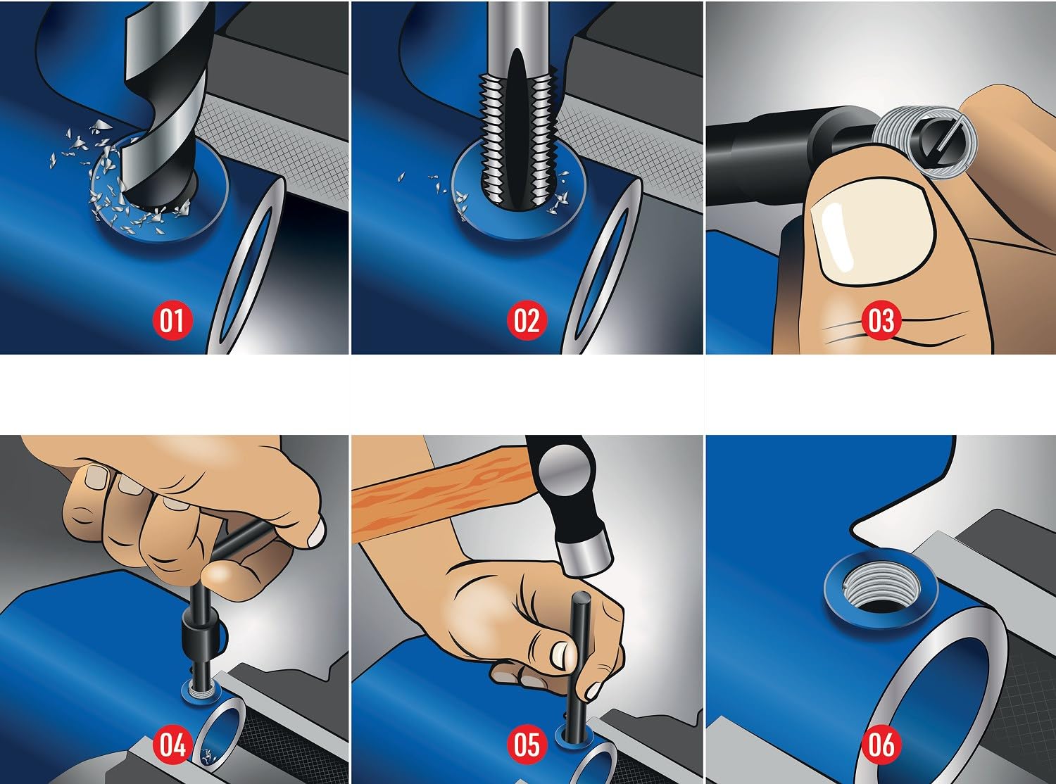 BRILLIANT TOOLS BT541150 Zestaw do naprawy gwintów, 131-szt [Powered by KS TOOLS]