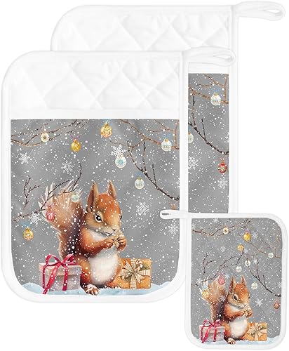 Christmas 2Pcs Pot Holders for Kitchen,Non Slip & Heat Insulation Terry Cloth Potholder Set with Pocket,Thick Hot Pad Oven Mitts Trivet Coaster for disponible en Yaxa Colombia