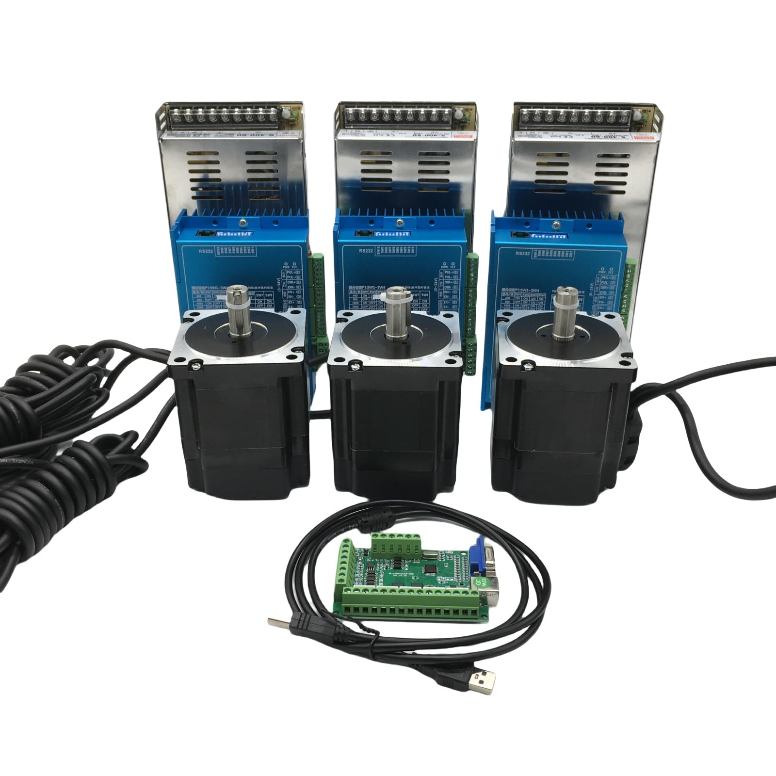 Motore passo-passo a circuito chiuso a 3 assi CNC Kit 8,5 Nm/1220 once.in Nema34 motori passo-passo con 0-8A 18-80VAC o 18-110VDC driver passo-passo ad anello chiuso e alimentatore da 400 W 60 V e