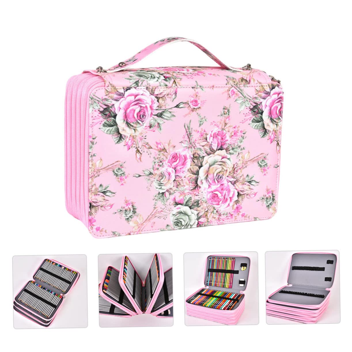 VILLCASE Astuccio Portapenne da Scomparti Manico Astuccio Portamatite per Cancelleria Design Cerniera Pratico e Resistente