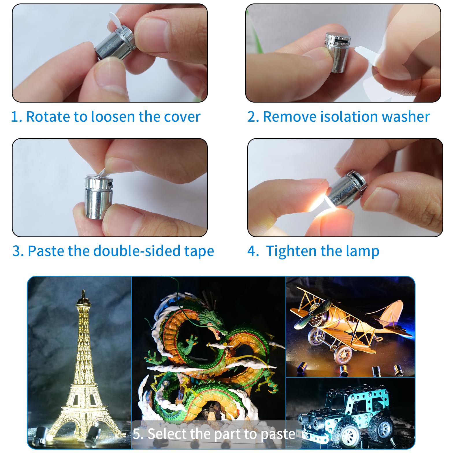 10 Mini Luces LED Con Pilas - Adhesivas, Pequeñas, Para Casas De Muñecas, Manualidades, Decoración Navideña O Vitrinas