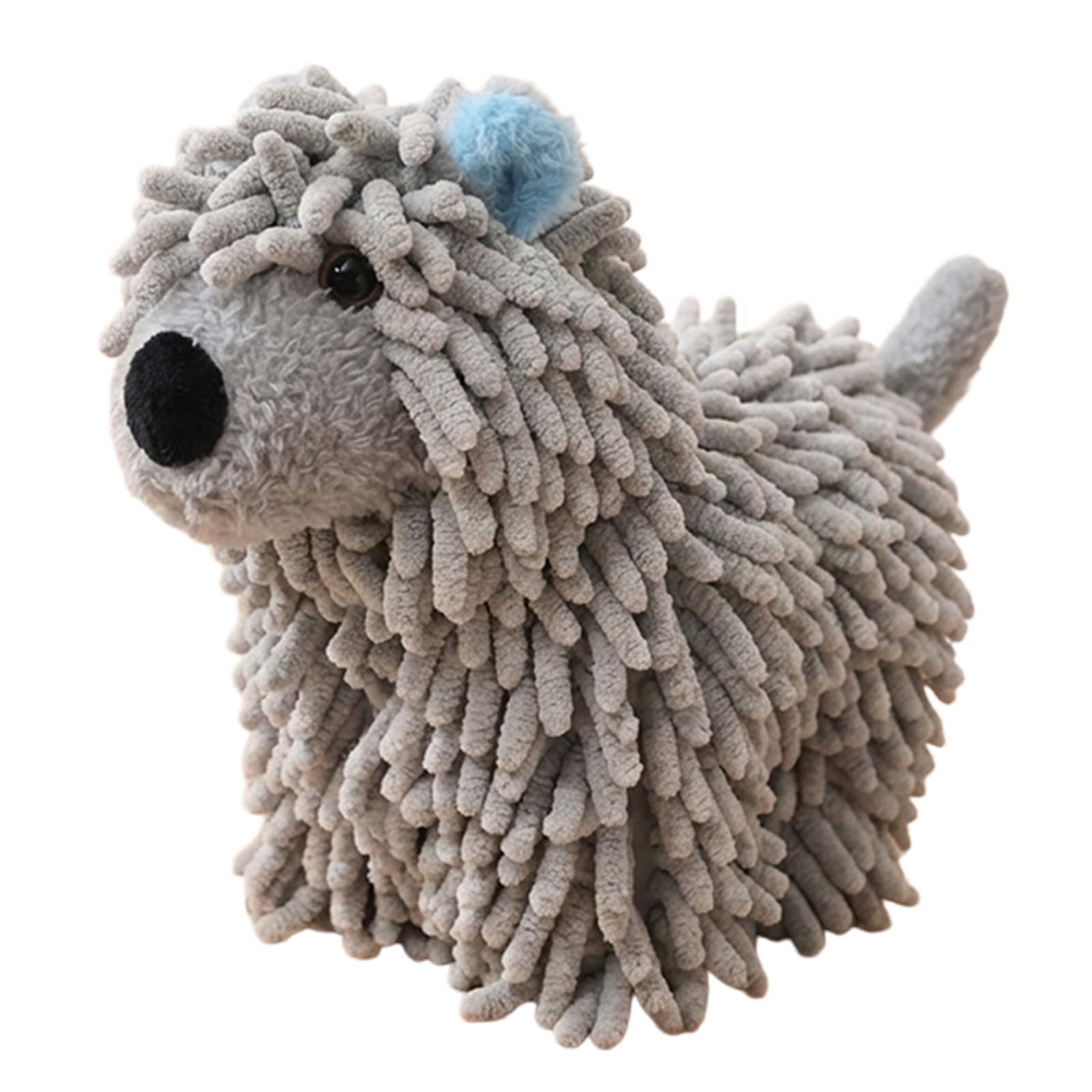 Msioytog Grey Dog Themed Chenilles Hand Towel Soft Plush Fabric Fast Drying Water Absorbent For Kitchen Bathroom Soft Hand Towel