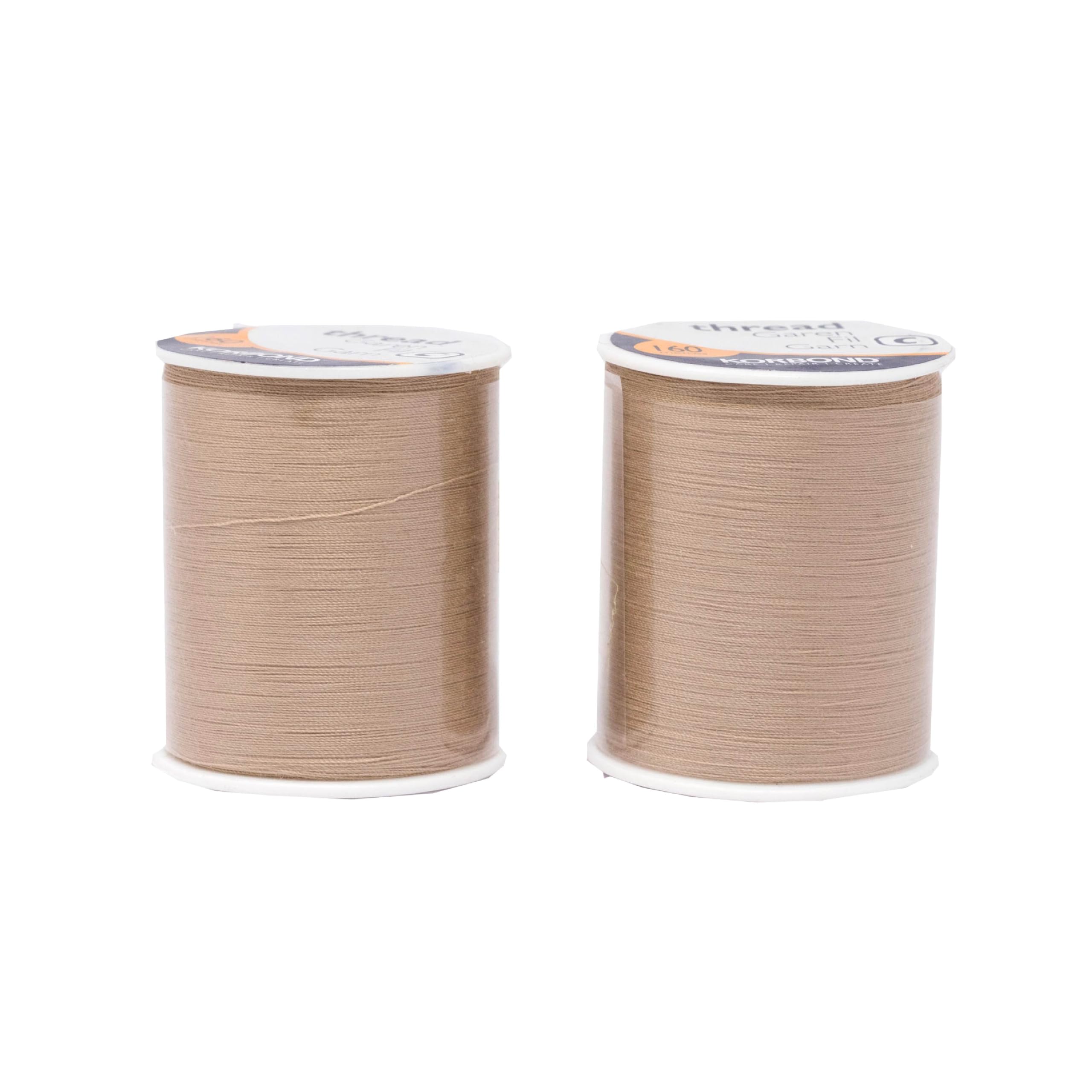 Korbond 320m Sewing Thread β 2 x 160m Spools - Natural Polyester β Hand and Machine Sewing