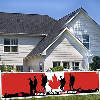 10 FT Long World War Remembrance Banner,100D 1.5FT Wide Large WWI WWII Lest We Forget & Canada War I II Maple National Outdoor Flag,Orange Shirt Day Decor For Patio Garden With 4 Brass Gromment