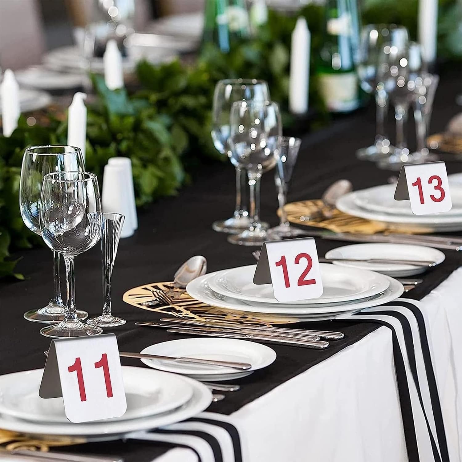 Números de Mesa de Carpa de Doble Cara, Placas Apilables para Restaurantes, Bodas Y Fiestas de Cumpleaños, de Acero Inoxidable./1-100