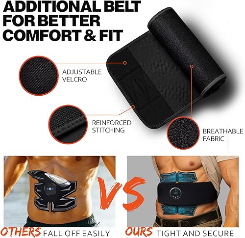 Miniatura 4 de Estimulador abdominal y tóner muscular, estimulador muscular ABS y brazos, todo en uno, MHD TENS, equipo de entrenamiento portátil para hombres y