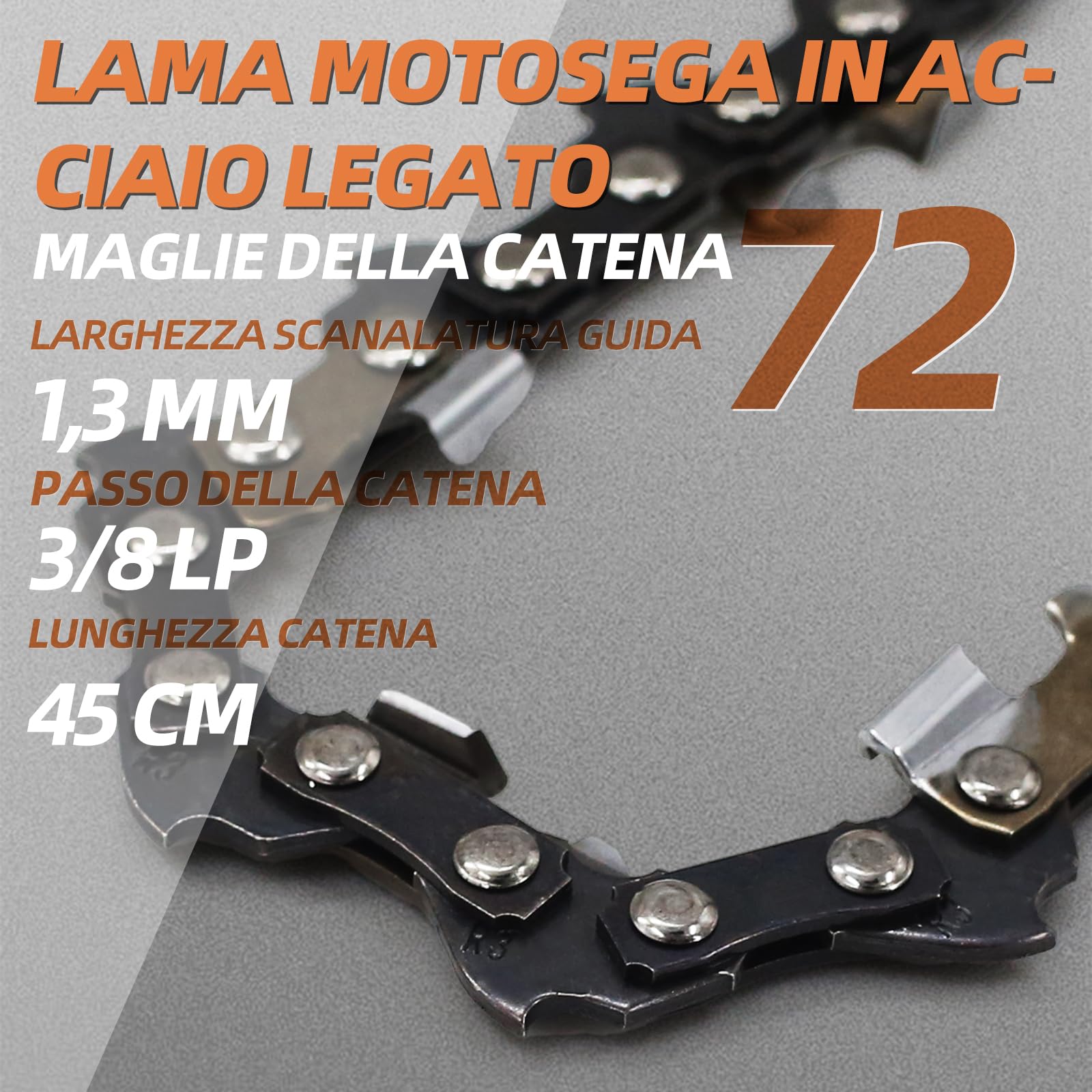 Pacco da 3 catene per motosega da 20" – passo 3/8" LP 1,3 mm 72 TG – Compatibili con Husqvarna 136, 137, 135, 142 – Ricambio di qualità per lama da 20 pollici (20" 72 maglie 3/8"LP 136/137)