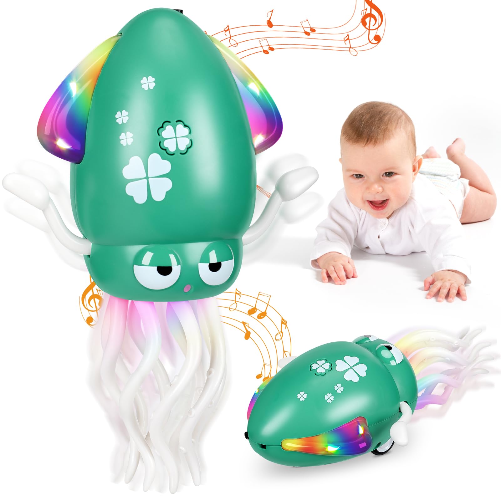 Axrye Dancing Octopus Toy, Funny Electric Dancing Squid Toy with LED & Music, Creative Crazy 8-Leg Action Crawling Octopus for Stress Relief Auto-Dance Obstacle Avoidance Sensor Toys for Kid Boy Girl