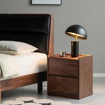 YESWOOD 100% Solid Wood Nightstand, Walnut Night Stand with Drawers, Mid Century Modern Nightstands, Small Bedside Tables, Narrow Nightstands for Bedroom, Fully Assembled Nightstand