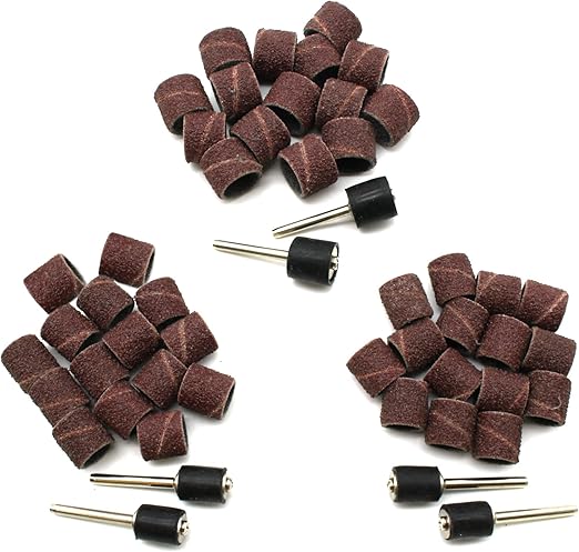 TEMO 51 pc Mixed Size 1/4 Inch 3/8 Inch 1/2 Inch Sand Drum 60 Grit Coarse with 1/8 Inch Mandrels for Dremel Rotary Tools