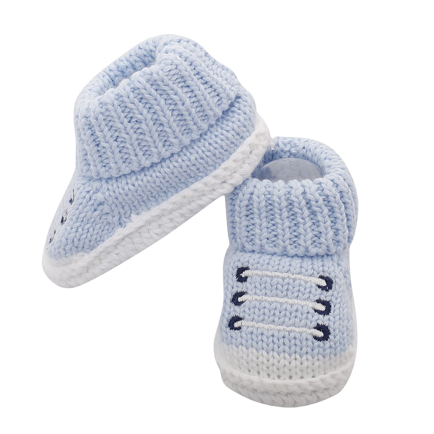 BabyMoo Socks Booties Baby Sock for Newborn Kids. (Blue/White) - Image 3 thumbnail