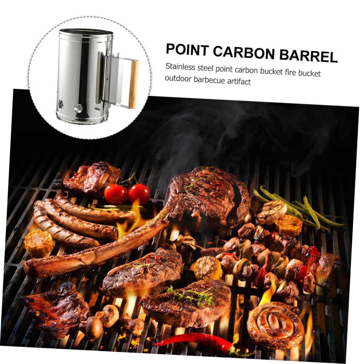 CLISPEED Accenditore per Barbecue a Carbone Accensione Rapida | Ferro Zincato, Impugnatura in Legno Resistente al Calore, Strato Isolante, per Fornelli e Camini