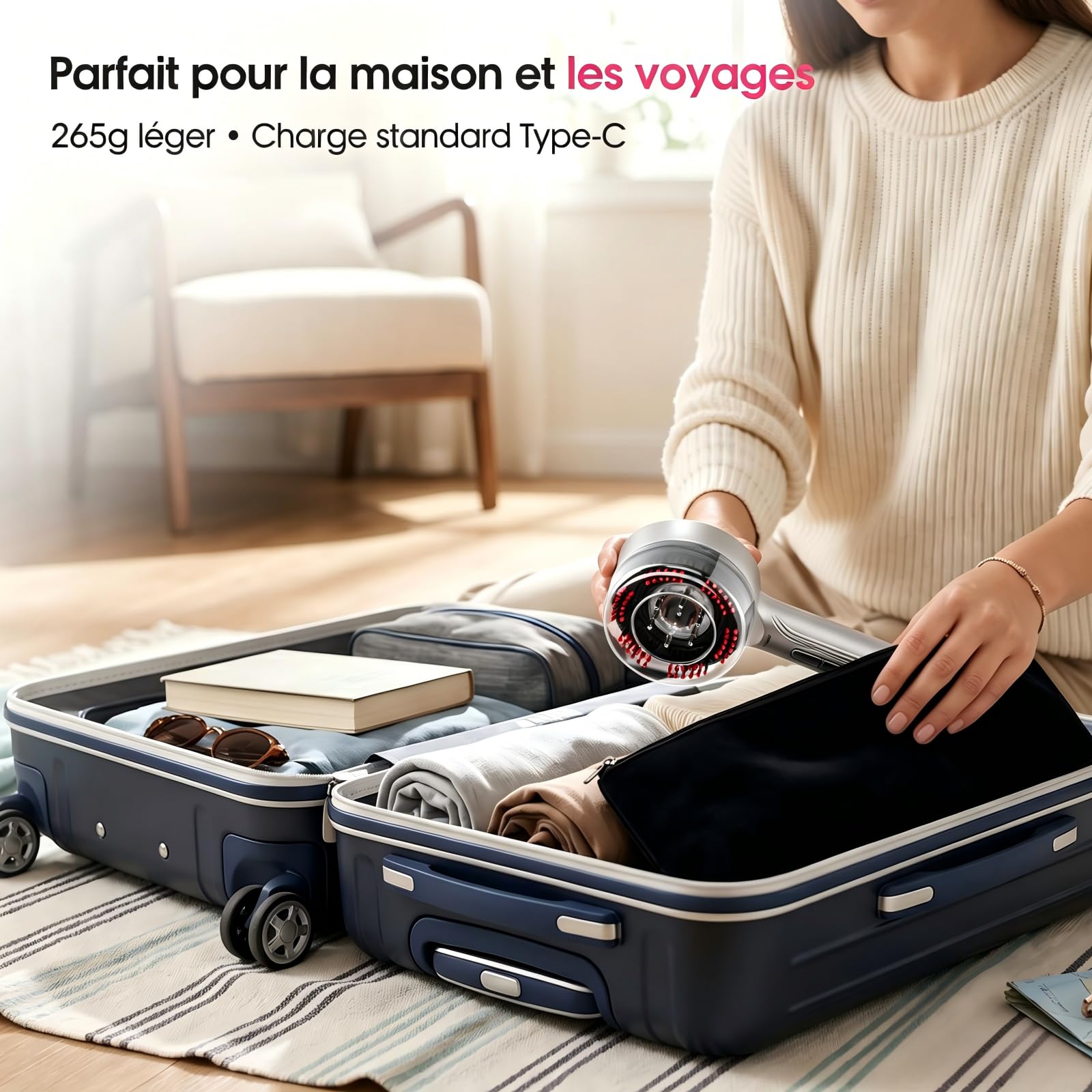 Peigne Masseur Électrique Pour Cuir Chevelu, 1000mAh, IPX7, 265g | 3 Modes De Vibration, Arrêt Automatique Au Bout De 10 Minutes, Matériaux Sains Doux Pour La Peau, Charge Rapide Type-C