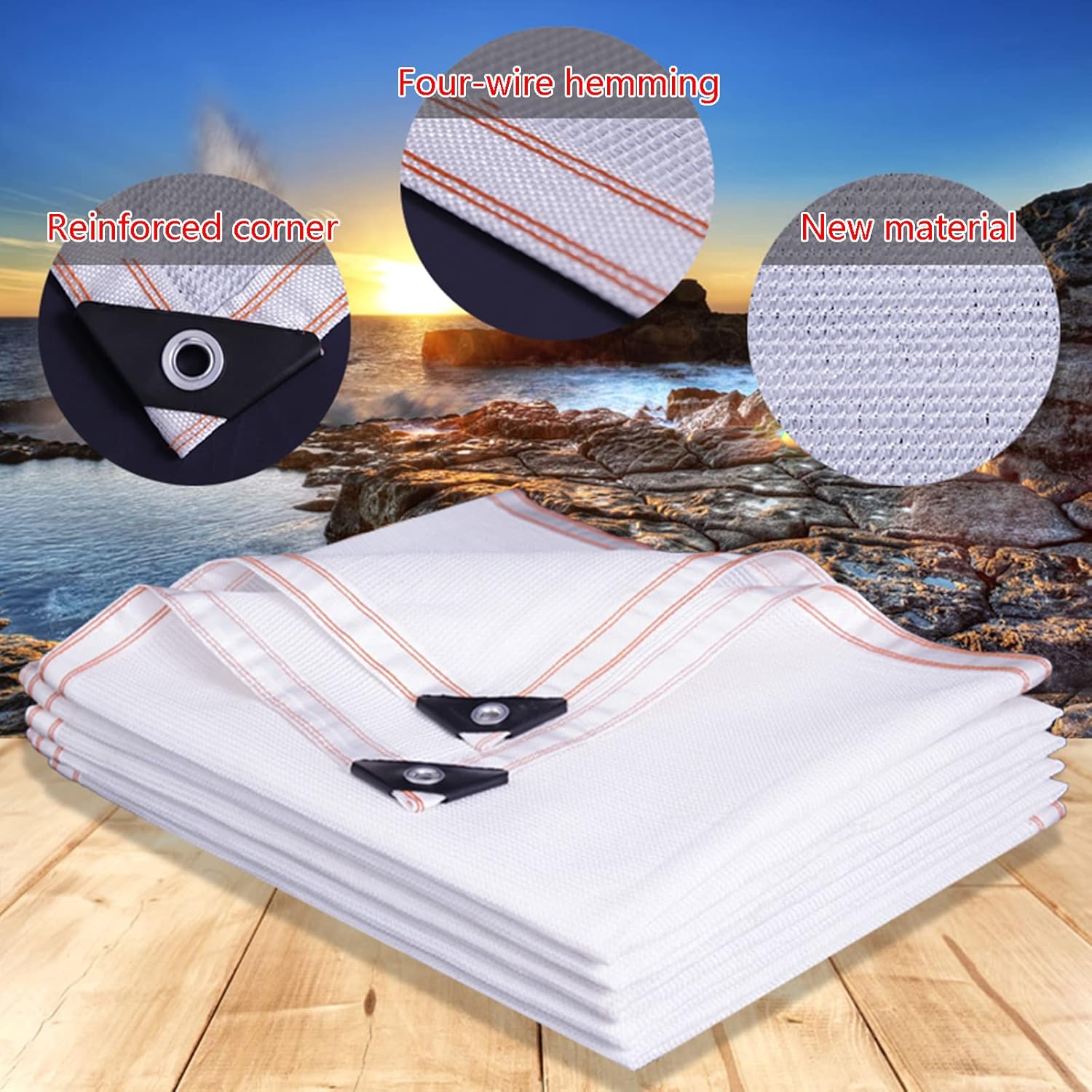 75% UV Resistant White Shade Cloth - Breathable Sunblock Netting with Grommets & Rope (3x8m/9.8x26ft) for Garden, Patio, Outdoor Privacy & Protection