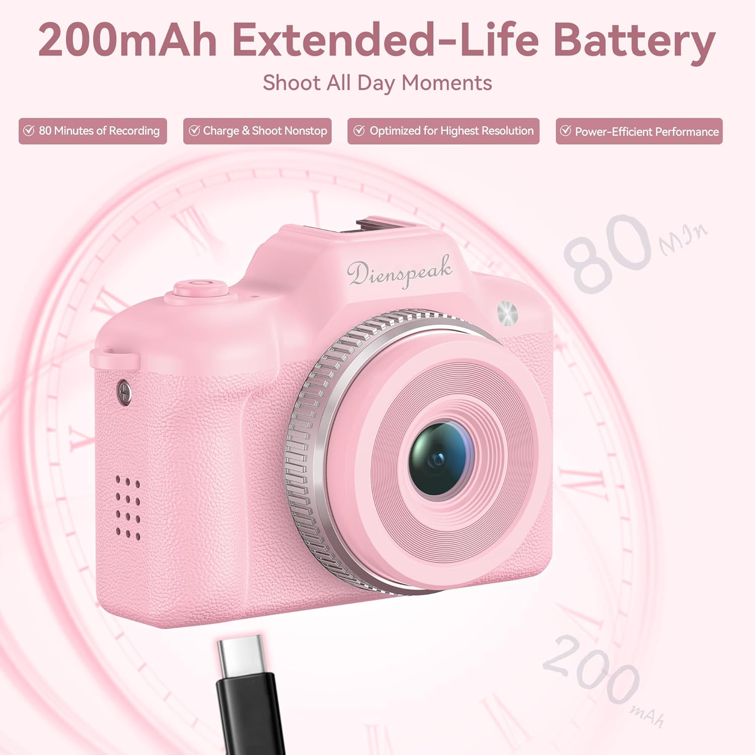 Retro Keychain Camera, 1080P HD Mini Digital Pocket Camera with 32GB Card, Small Portable Vintage Camcorder for Kids Adults, Wearable Tiny Video Recorder for Travel Camp and Party, Pink