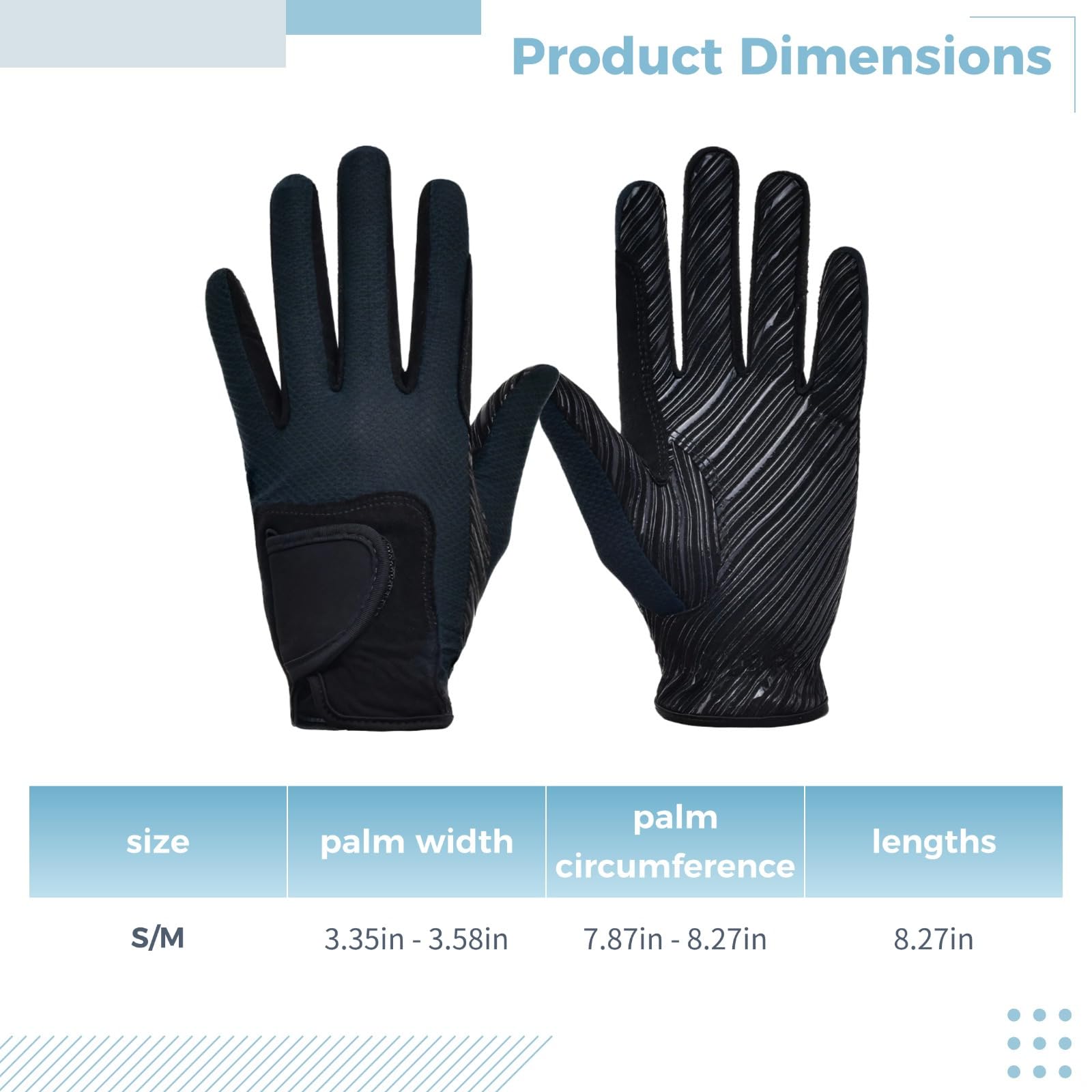 Girls Horse Riding Gloves, Full-Finger, Breathable Nylon with Anti-Slip Palm, Adjustable for A