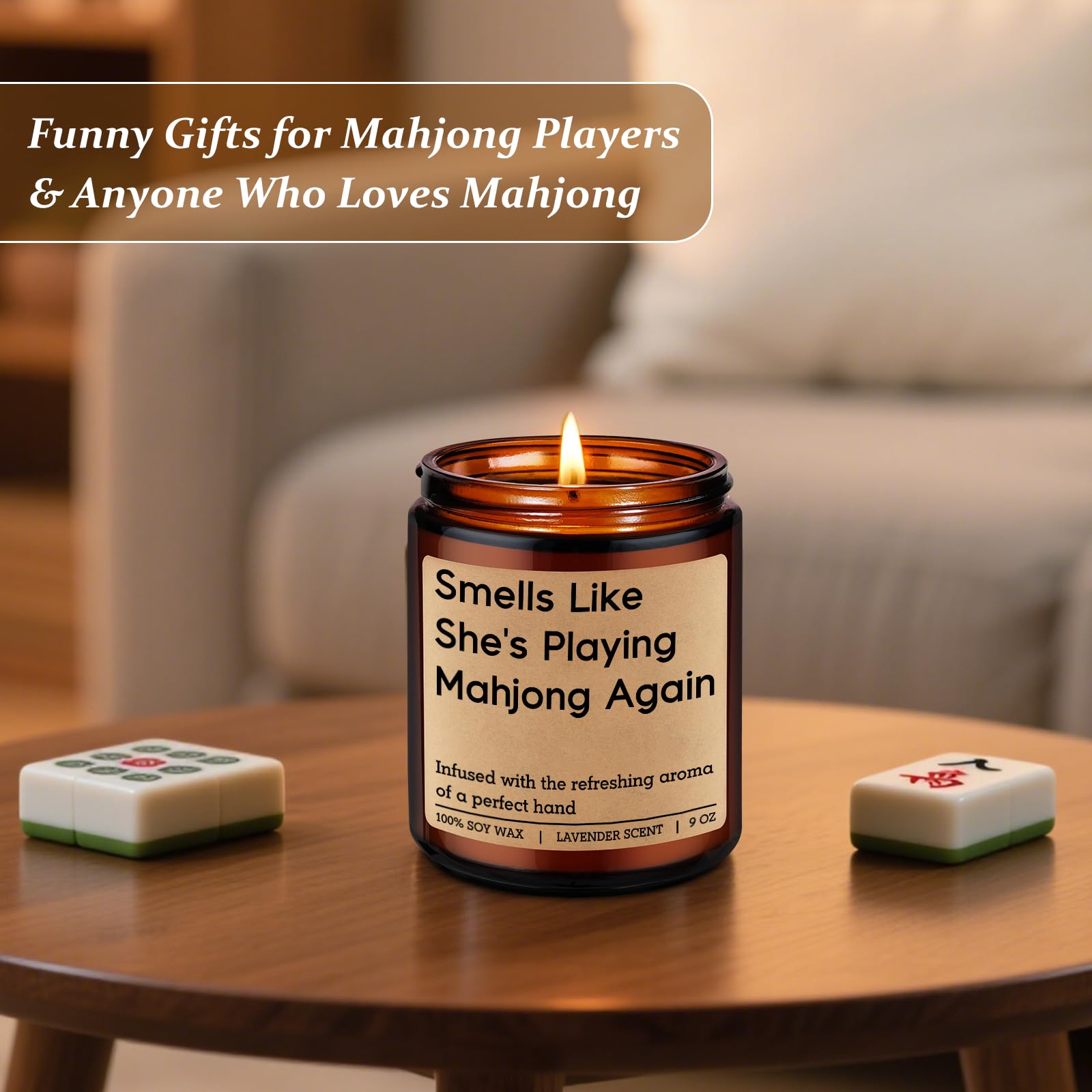 LEADO Funny Playing Mahjong Candle, Mahjong Gifts for Women - Mah Jongg Accessories, Gifts for Mahjongg Players & Lovers - Mahjongg Party Supplies, Birthday Decorations for Friend, Hostess, Mom, Girls