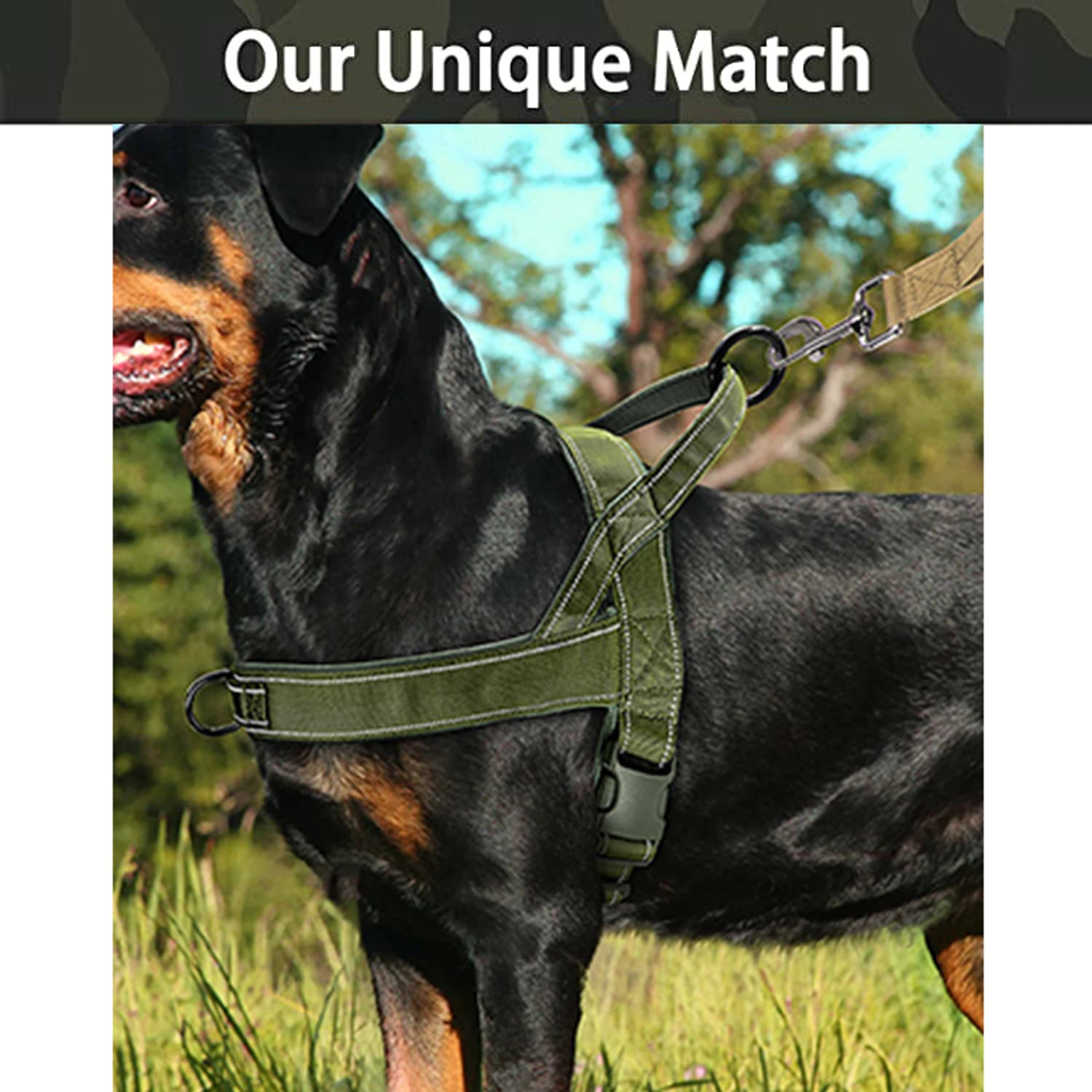 QIFBYFB No Pull Dog Harness - Medium Large, Adjustable, Reflective, Escape Proof - Green XL, XL-Chest size 30-39'' - Image 4