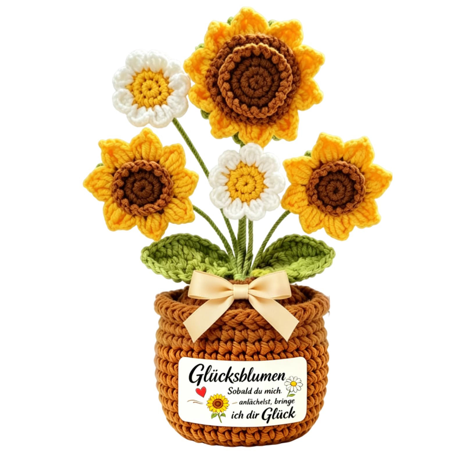 Lwkeay Positive Geschenke Geburtstagsgeschenk für Frauen, Handgemachte Sonnenblumen Geschenk für Emotional Support Mutmacher, Schön Glücksbringer