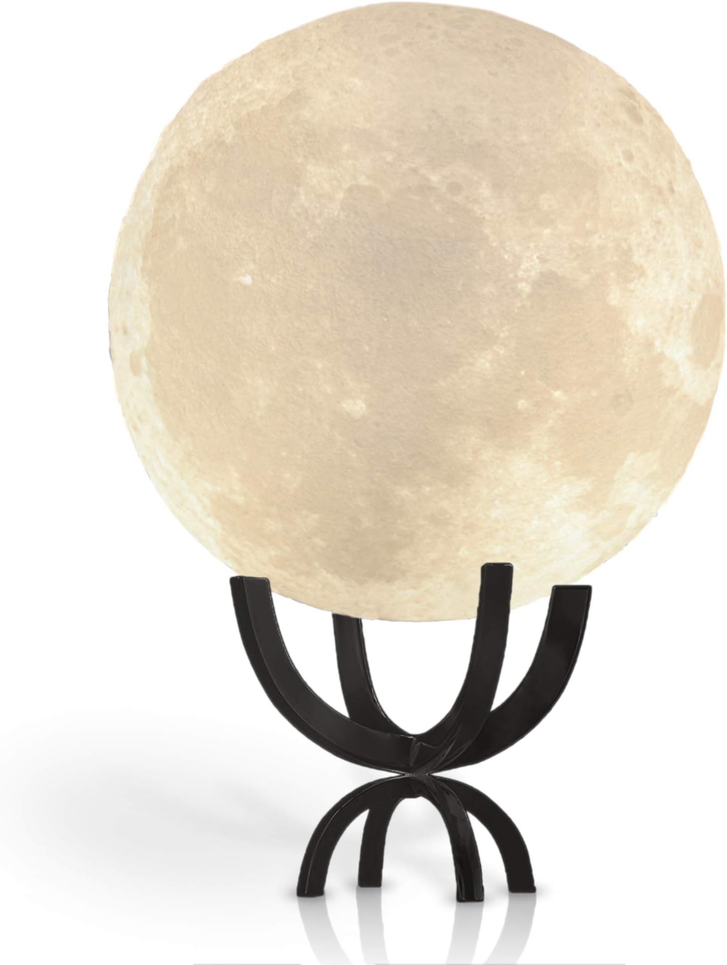 Moon Lamp LED 3D Printing Moon Night Light with Elegant Metal Stand, Decorative Luna Lamp, Good Gift for Baby Shower or Kids, (12cm)4.7in, Touch Control and Rechargeable by lil hoots (Black)