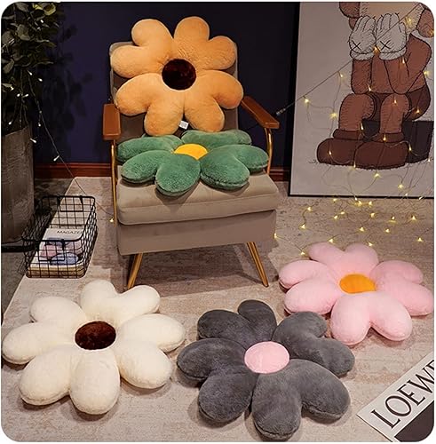 Miniatura 5 de Cojín de felpa con diseño de margaritas, cojín de flores, tapete lumbar para dormitorio, oficina, decoración del hogar y auto (17.7 pulgadas, verde)
