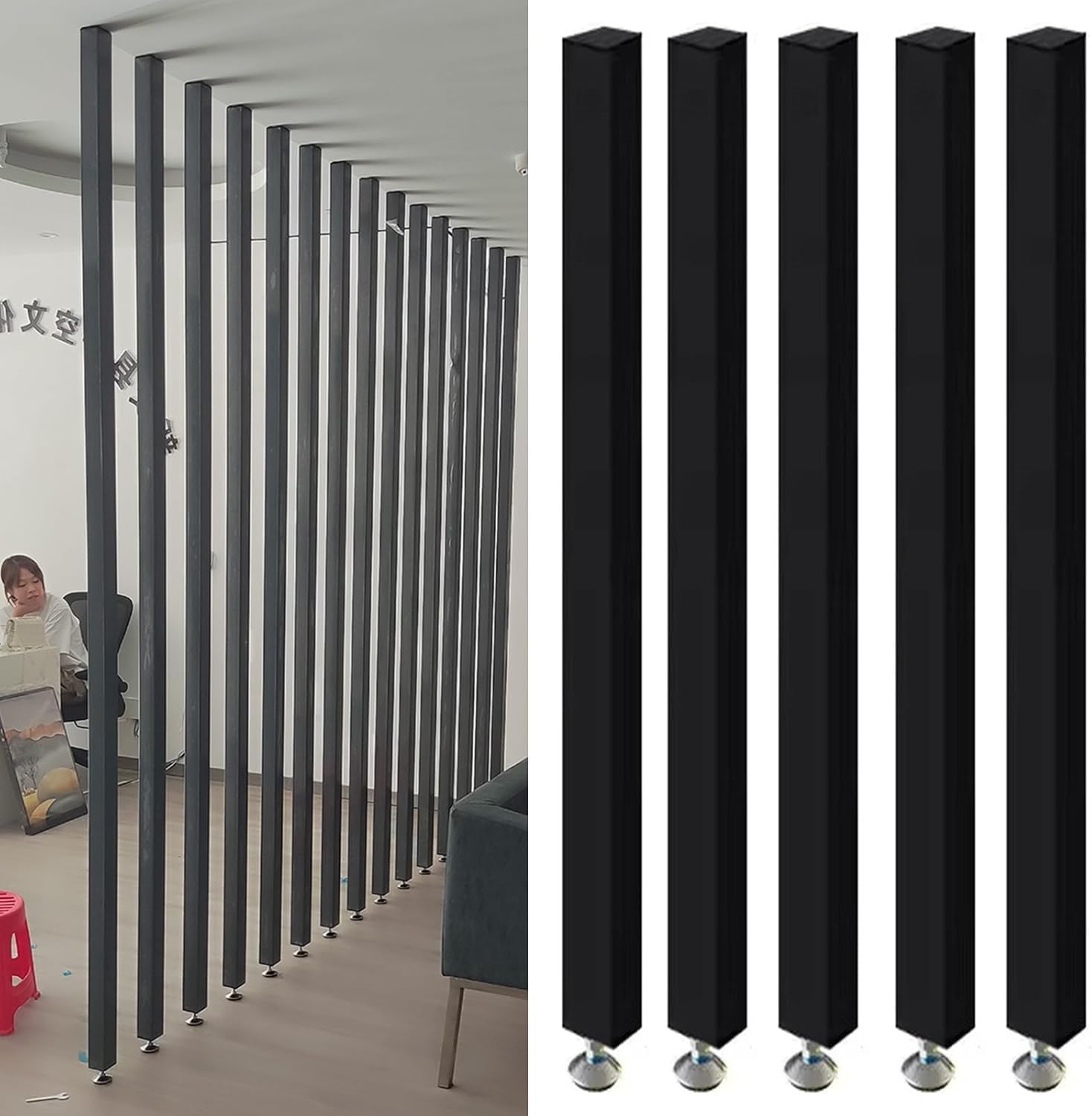 Separador de habitación de madera ajustable Sn, pack de 5 particiones colgantes para salones