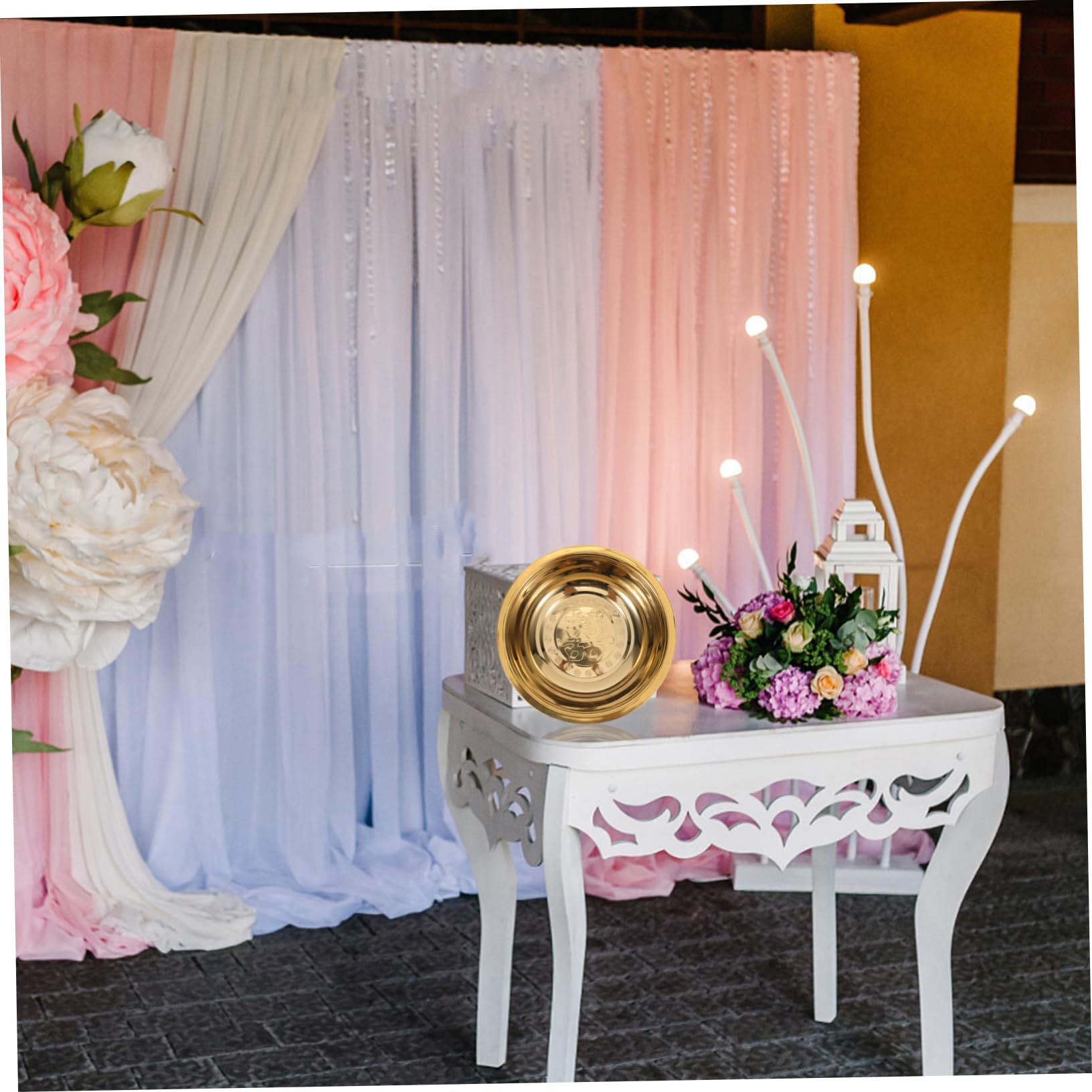 DOITOOL Lavabo de Metal Dorado para Salón y Cocina, Lavabo Decorativo Multifuncional de Acero Inoxidable, Adecuado para Uso Hogar y Limpieza