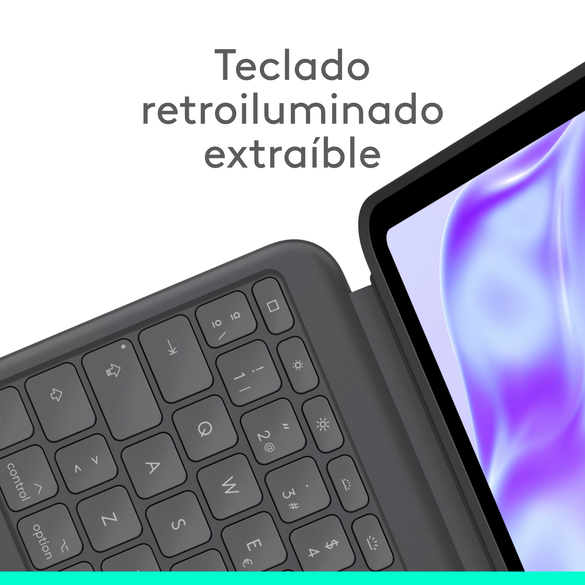 Logitech Combo Touch, Funda con Teclado, iPad Pro 13 Pulgadas (M4)(2024) - Teclado retroiluminado extraíble con Soporte abatible, Escritura cómoda, Modo Multiuso, Disposición QWERTY Español - Grafito
