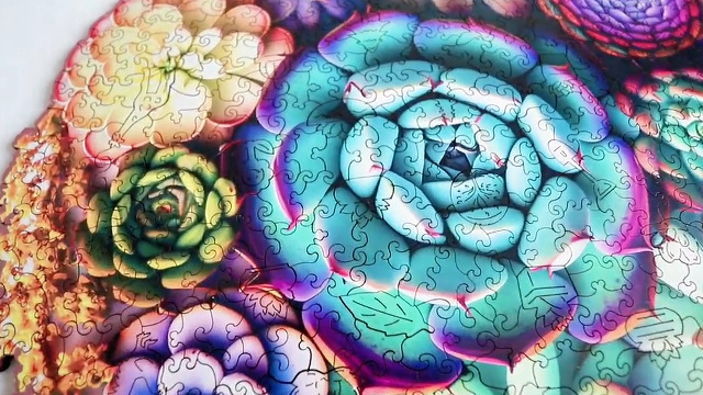 200-Piece Wooden Succulent Plant Puzzle For Adults - Challenging Potted Cactus Jigsaw
