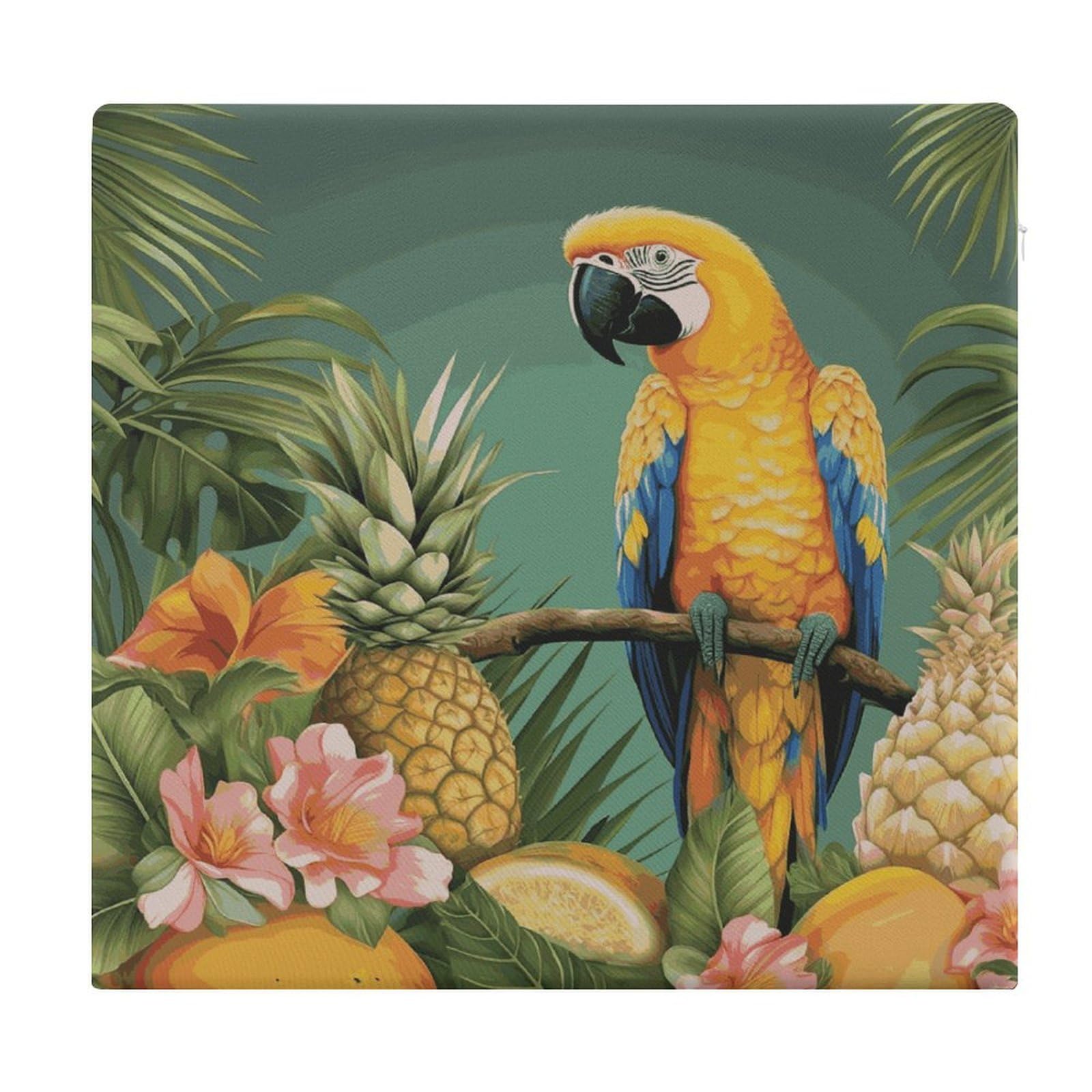 VstaDank Summer Parrot Pineapple Bird Square Cushion Cute Memory Foam Seat Cushions15x13In Comfort Meditation Floor Pillow Removable Cover Soft Stool Cushion Pillow for Balcony Tatami