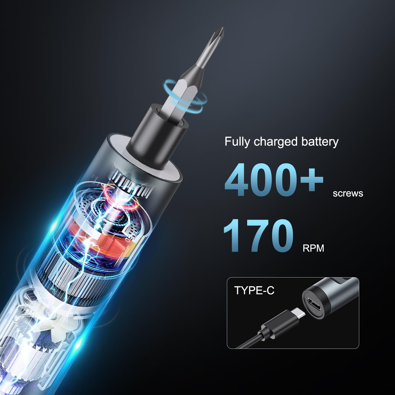Mini set di cacciaviti elettrici, 62 in 1 di precisione, cacciavite elettrico a batteria di tipo C, con coppia di 3 marce, adatto per la riparazione di occhiali, orologi, riparazione del