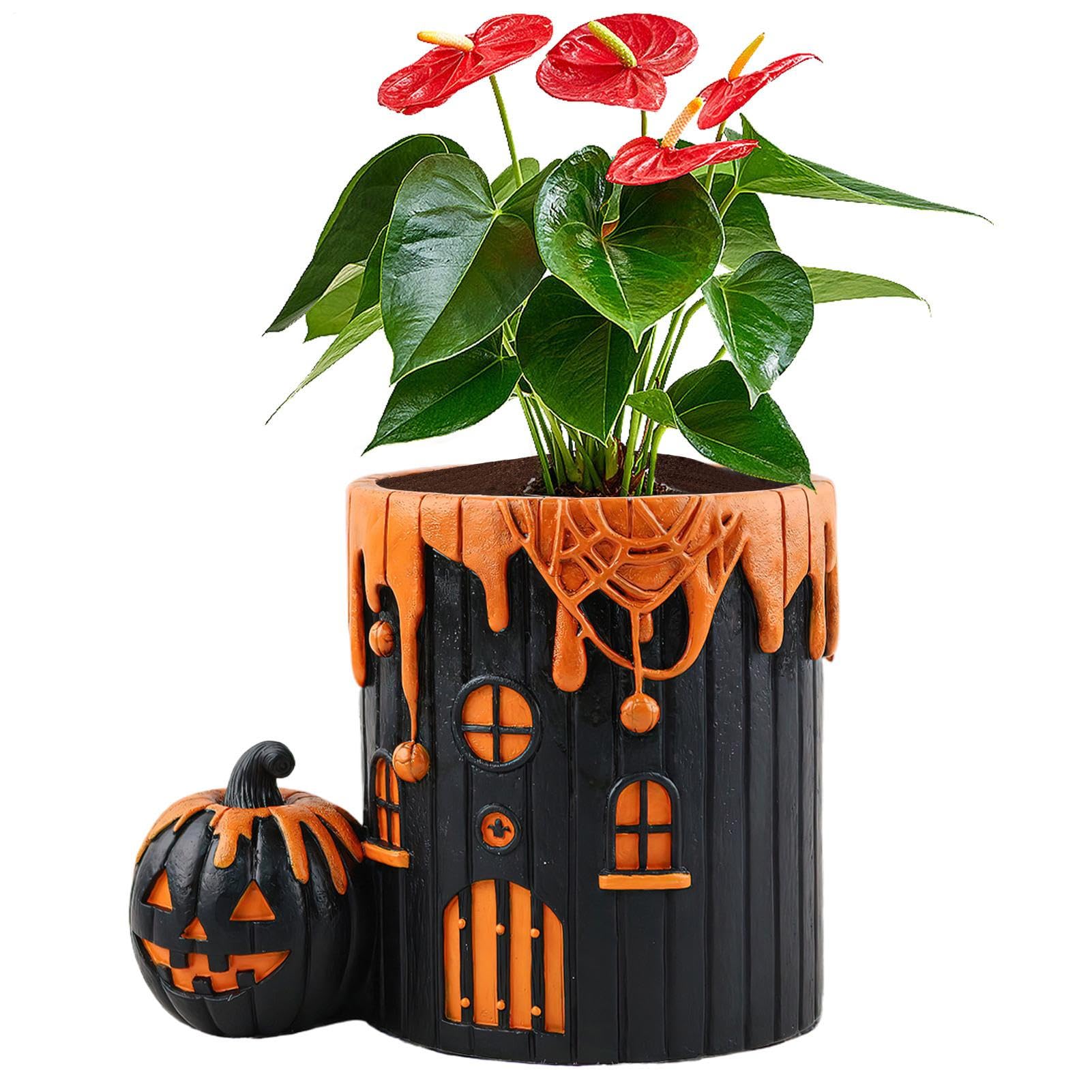 Pot de fleurs décoration d'Halloween pour créer une ambiance chaleureuse