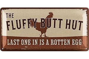 FLUFFY BUTT HUT Chicken Sign, Funny Chicken Coop Signs for Outside