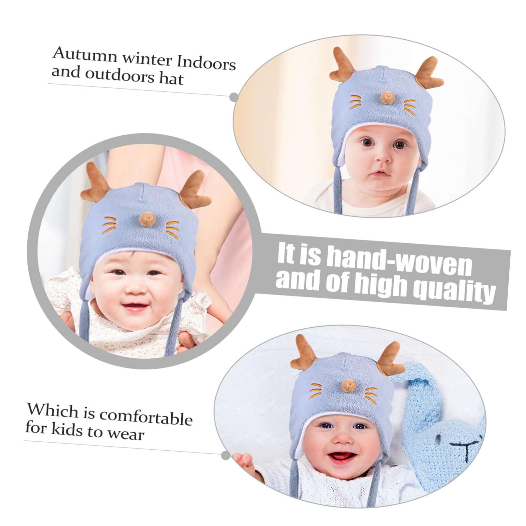 GALPADA 3 Piezas Sombrero Bebé Asta Producto Gorros De Invierno Gorro De Invierno para Niños Pequeños Niño Cálido Gorro De Niño Algodón Recién Nacido Tope De Cobertura Otoño e Invierno