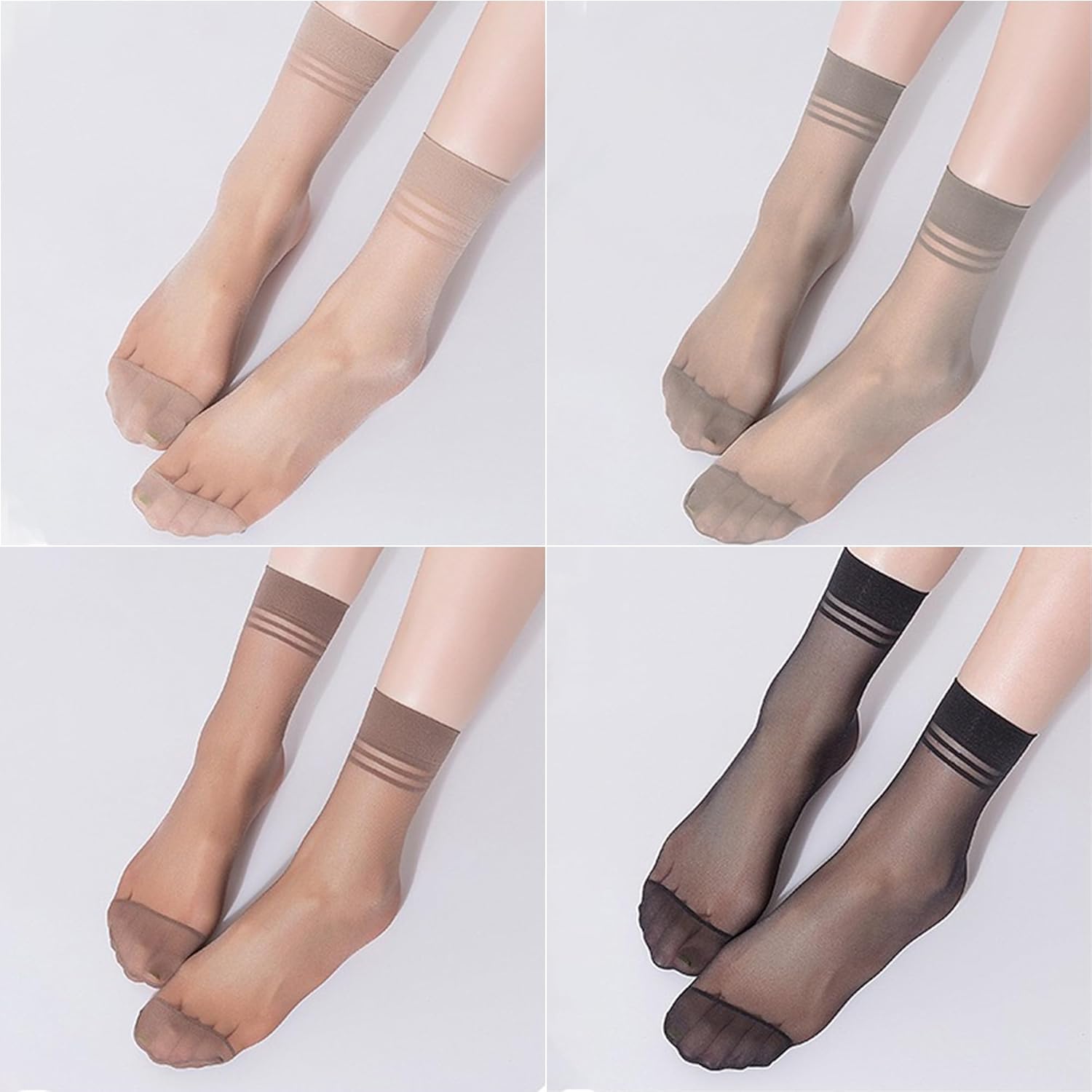 20 Pairs Women's Ankle Sheer Nylon Socks Summer Thin Soft Tight Hosiery Reinforced Toe Stylish Socks - Image 2