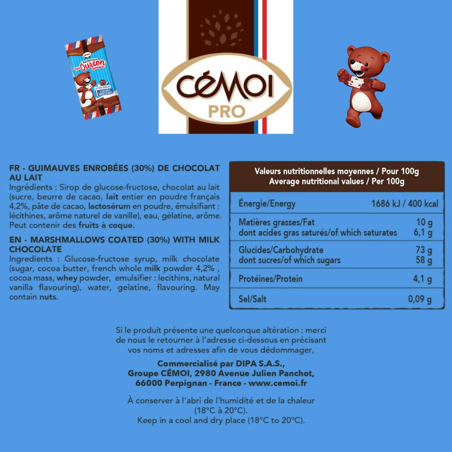 Mix CÉMOI - pâtes de fruits et oursons guimauve individuels - 1,75 kg