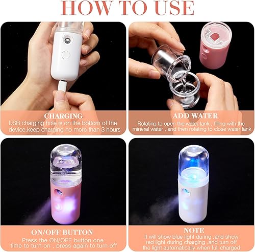 Miniatura 10 de 2 piezas Nano Facial Mister 1.0fl oz Mini Humidificador Facial Portátil Pulverizador Facial Portátil Recargable USB Práctica Máquina de Cuidado de