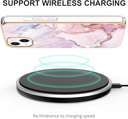 Miniatura 4 de YBDD - Funda delgada para iPhone 13 Mini, diseño de mármol brillante IMD para niñas, lente de cámara y cubierta protectora de pantalla para iPhone