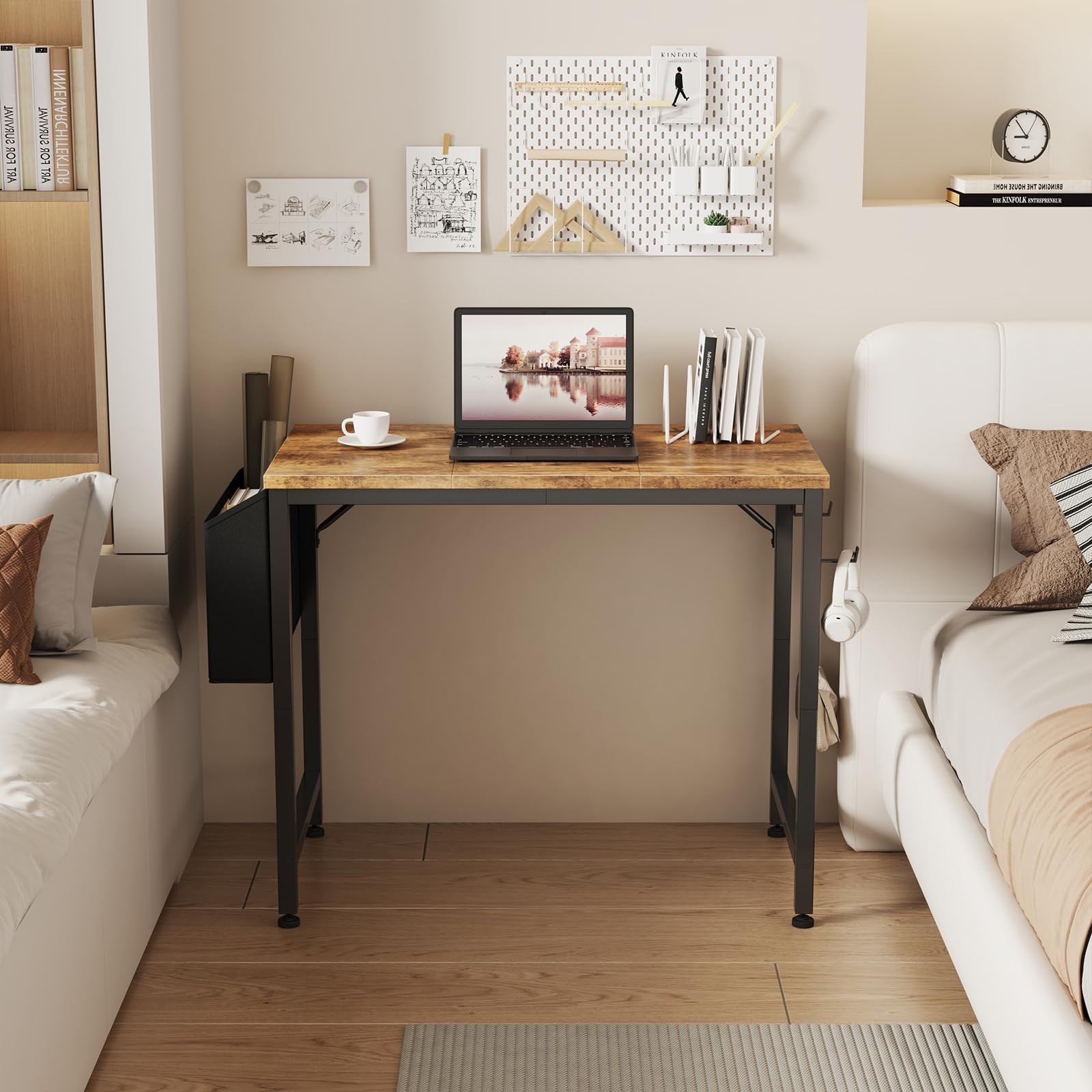 LTMEUTY Pink Desk With Drawers For Bedroom, 40 Inch Small Computer Desk - View #4